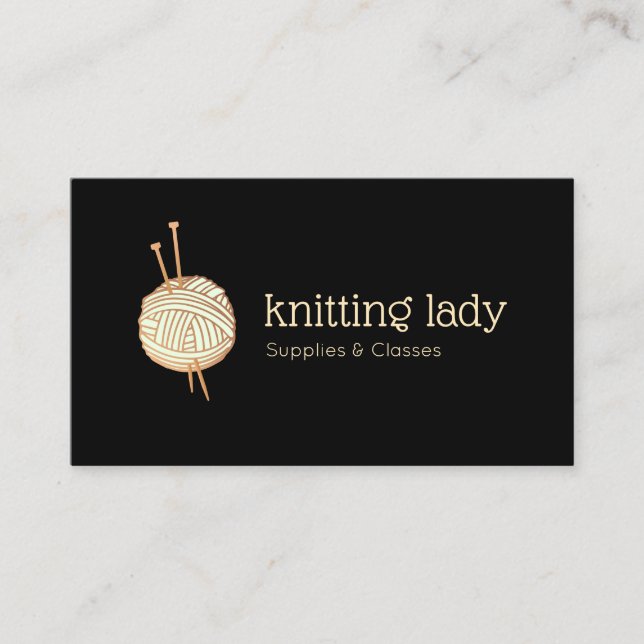 Carte De Visite Logo de la boule de Tricot noir Crochet (Devant)
