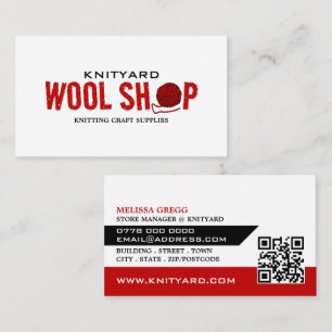 Carte De Visite Logo de la boutique en laine rouge, magasin de Tri