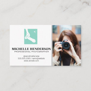 Carte De Visite Logo de la caméra   Femme tenant un appareil photo