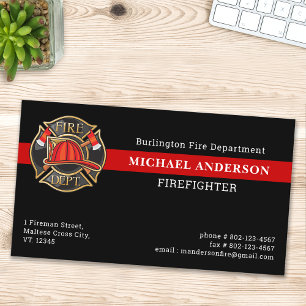 Carte De Visite Logo de la caserne de pompiers personnalisée Mince
