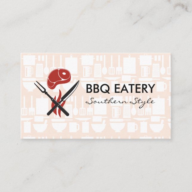 Carte De Visite Logo de la coutellerie de steak | Motif de cuisine (Devant)