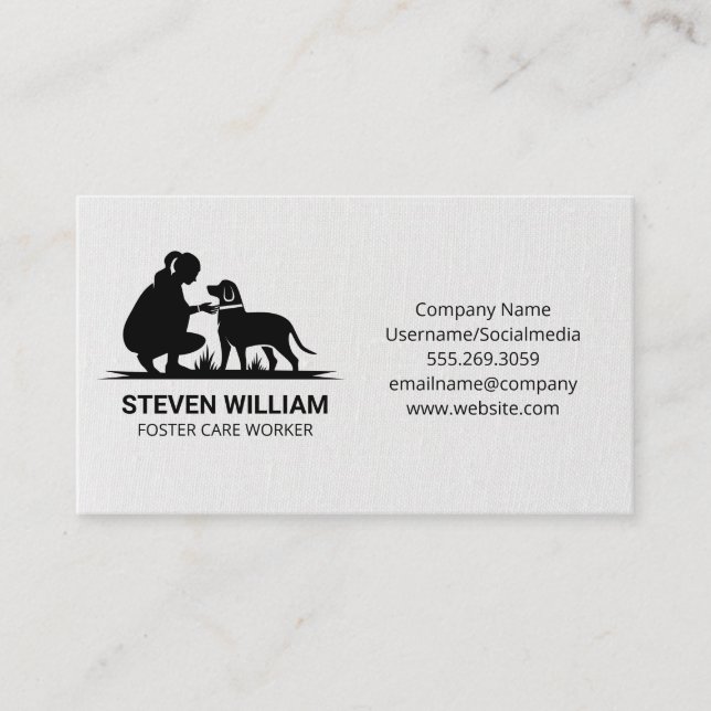 Carte De Visite Logo de la femme avec chien (Devant)