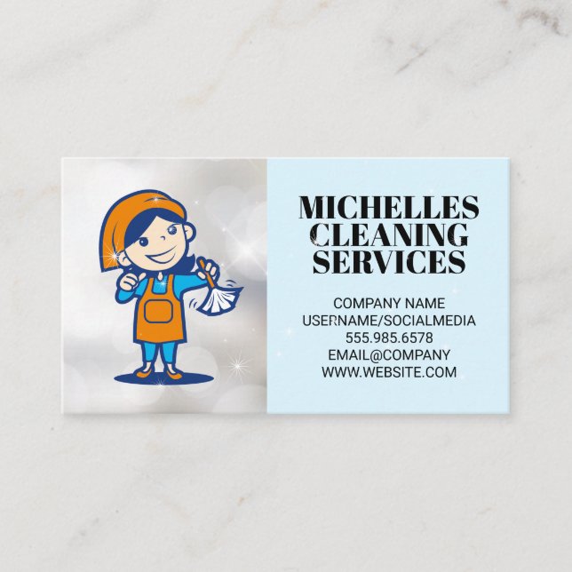 Carte De Visite Logo de la femme de nettoyage | Services à domicil (Devant)