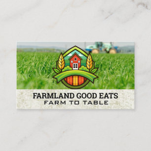 Carte De Visite Logo de la ferme   Herbe   Tracteur