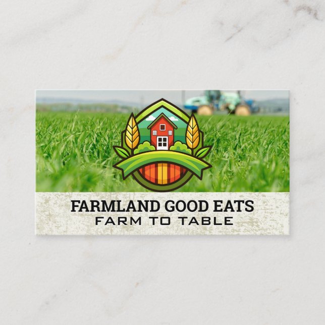 Carte De Visite Logo de la ferme | Herbe | Tracteur (Devant)