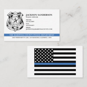 Carte De Visite Logo de la ligne bleue mince du service de police 