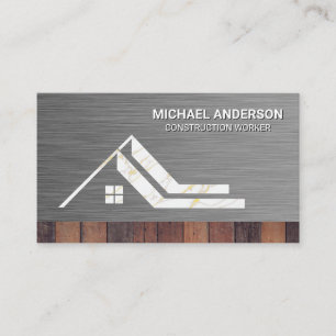 Carte De Visite Logo de la maison   Bois métallique   Construction