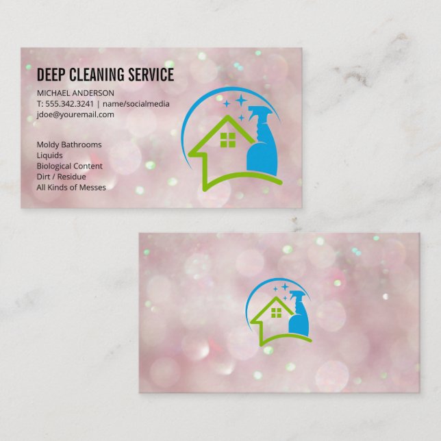 Carte De Visite Logo de la maison de nettoyage des vaporisateurs | (Devant / Derrière)