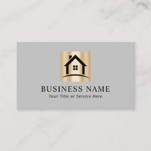 Carte De Visite Logo de la maison d'or moderne Realtor immobilier