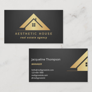 Carte De Visite Logo de la maison d'or moderne Réaltor immobilier 