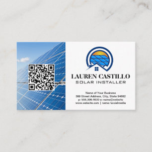 Carte De Visite Logo de la maison du panneau solaire QR