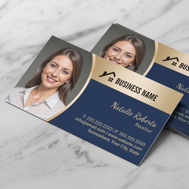 Carte De Visite Logo de la maison Immobilier Marine & Gold Realtor (Créateur téléchargé)