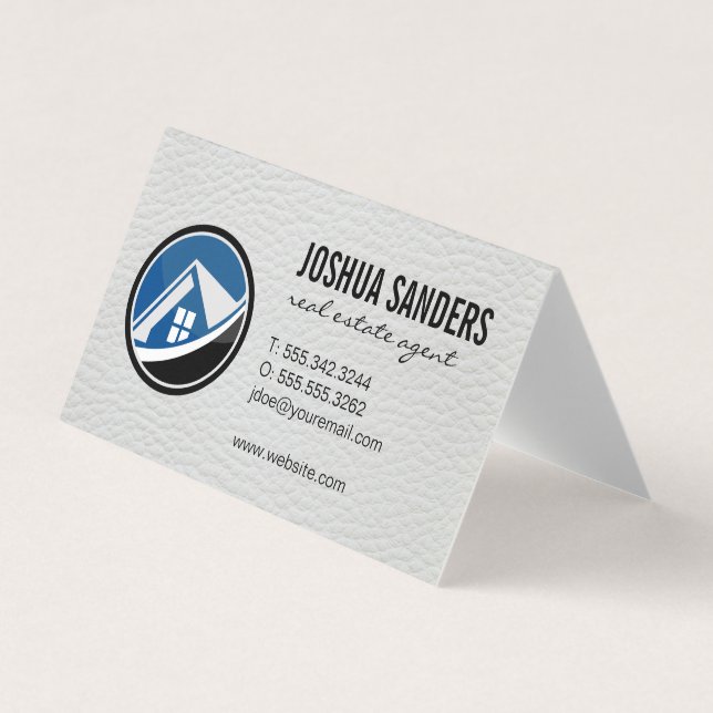 Carte De Visite Logo de la maison immobilière | Cuir (Devant)