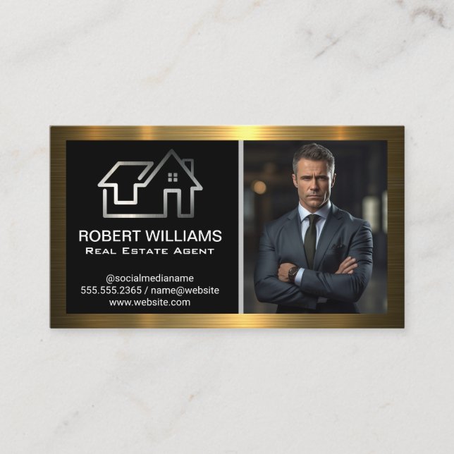 Carte De Visite Logo de la maison immobilière | Homme d'affaires (Devant)