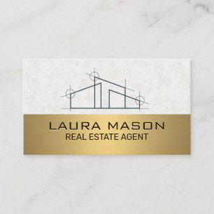 Carte De Visite Logo de la maison   Métallique d'or
