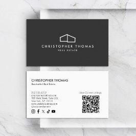 Carte De Visite Logo de la maison moderne Immobilier gris foncé Co
