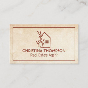 Carte De Visite Logo de la maison Nature   Arrière - plan de textu