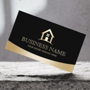 Carte De Visite Logo de la maison Réaltor immobilier moderne Noir