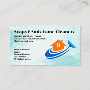 Carte De Visite Logo de la maison Squeegee Nettoyage commercial