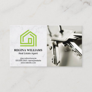Carte De Visite Logo de la maison stylisée verte Touches