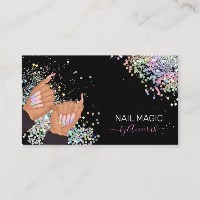 Carte De Visite Logo de la Parties scintillant holographique Nail  (Devant)