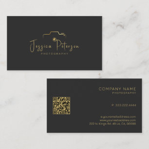 Carte De Visite Logo de la photographie d'or typographie moderne p