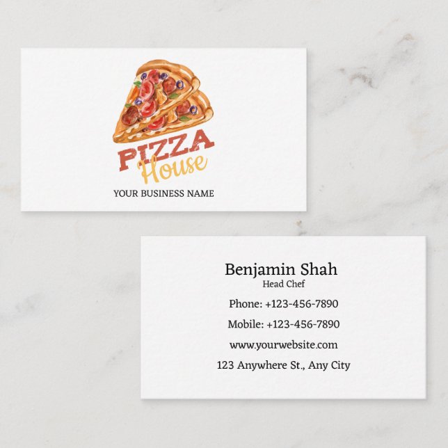 Carte De Visite Logo de la pizza Fastfood (Devant / Derrière)