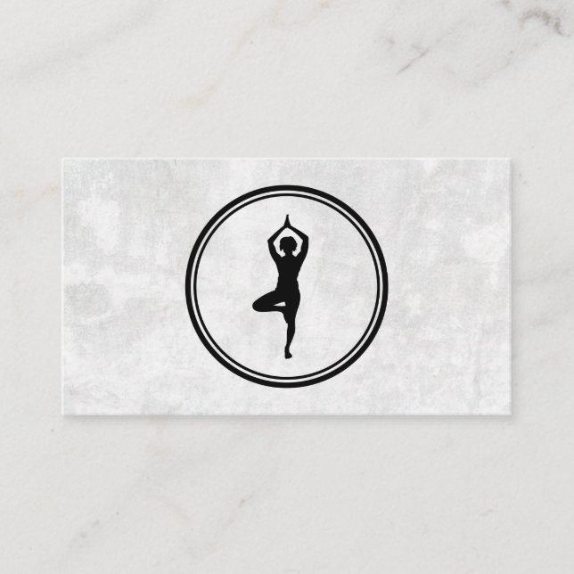 Carte De Visite Logo de la Pose de Yoga | Arrière - plan texturé (Devant)