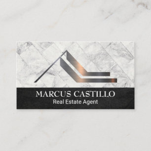 Carte De Visite Logo de la propriété Roof   Carreaux de Marbre bla