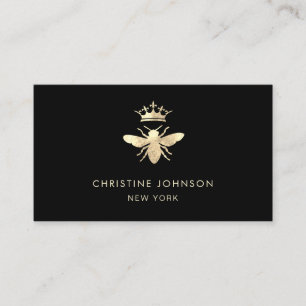 Carte De Visite logo de la reine des abeilles en feuille d'or
