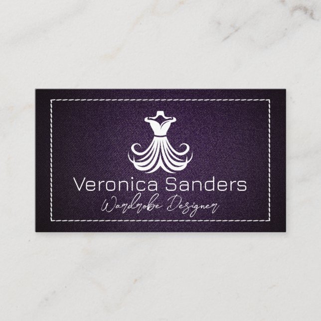 Carte De Visite Logo de la robe blanche | Tissu pourpre (Devant)