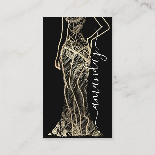 Carte De Visite Logo de la robe du concepteur de mode QR Gris Noir (Devant)