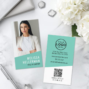 Carte De Visite Logo de la société de code QR photo vertical