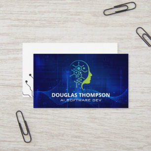 Carte De Visite Logo de la technologie AI   Arrière - plan numériq