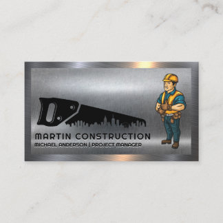 Carte De Visite Logo de la ville de Hand Saw | Ouvrier de construc