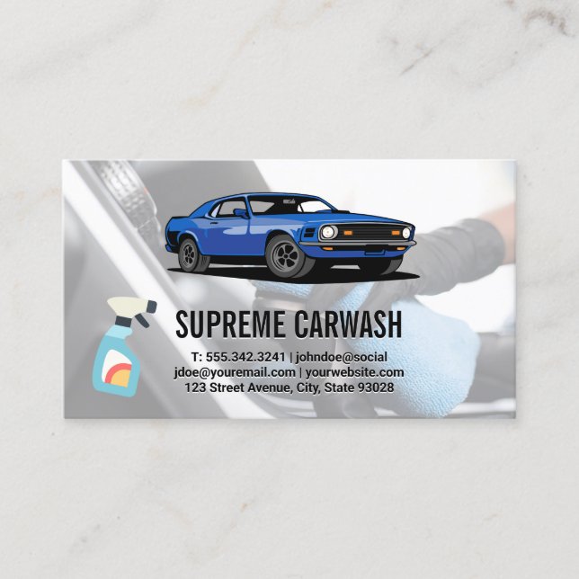 Carte De Visite Logo de la voiture bleue | Détail automatique inté (Devant)