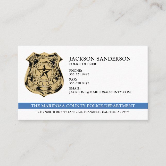 Carte De Visite Logo de l'agent de police du département de l'appl (Devant)