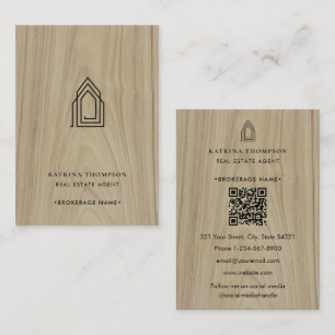 Carte De Visite Logo de l'agent immobilier moderne Bois