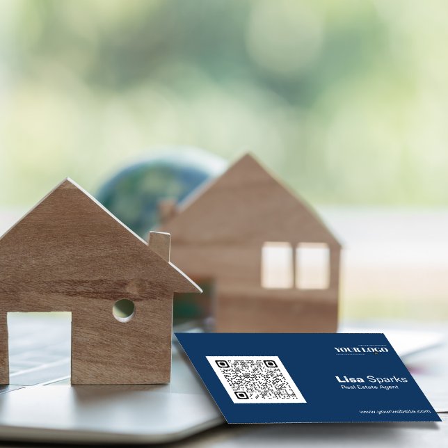 Carte De Visite Logo de l'agent immobilier professionnel et code Q (Créateur téléchargé)