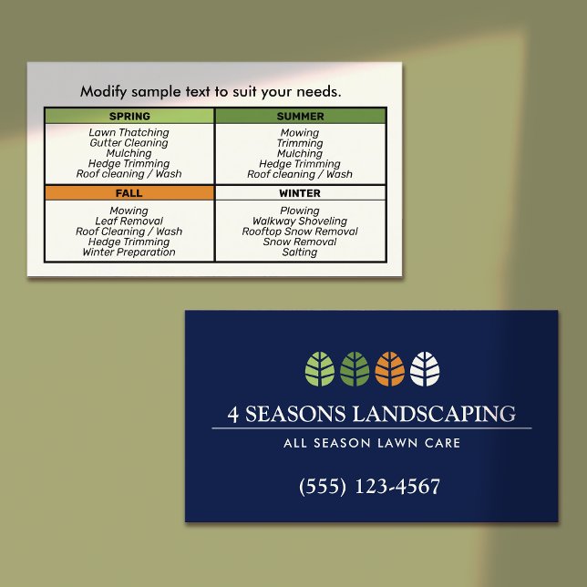 Carte De Visite Logo de l'arbre et aménagement paysager du service (all season landscaping business cards
)