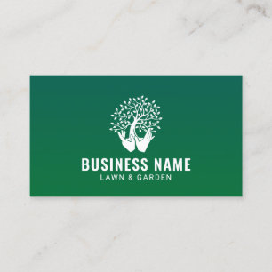 Carte De Visite Logo de l'arbre et des mains pour l'entretien des 