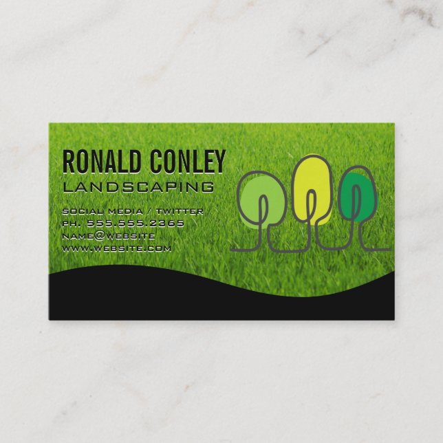 Carte De Visite Logo de l'arbre stylisé | Herbe | Paysage (Devant)