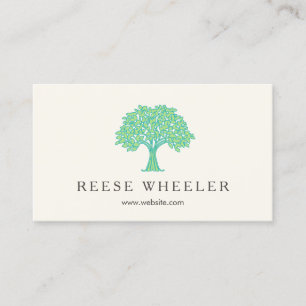 Carte De Visite Logo de l'arbre vert feuillu Santé naturelle et na
