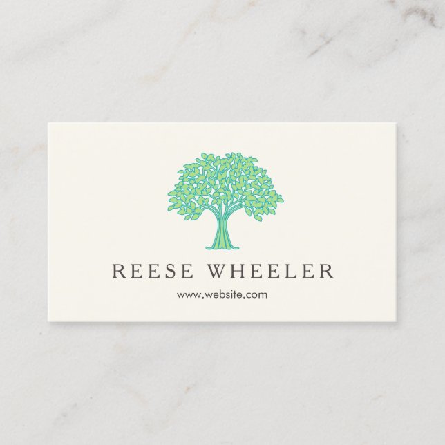 Carte De Visite Logo de l'arbre vert feuillu Santé naturelle et na (Devant)