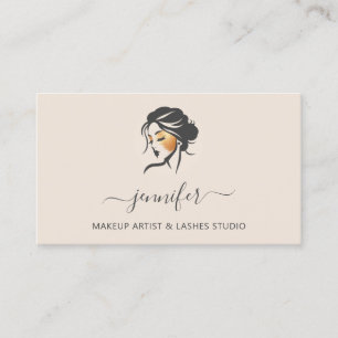 Carte De Visite Logo de l'artiste de maquillage en or ivoire Lashe