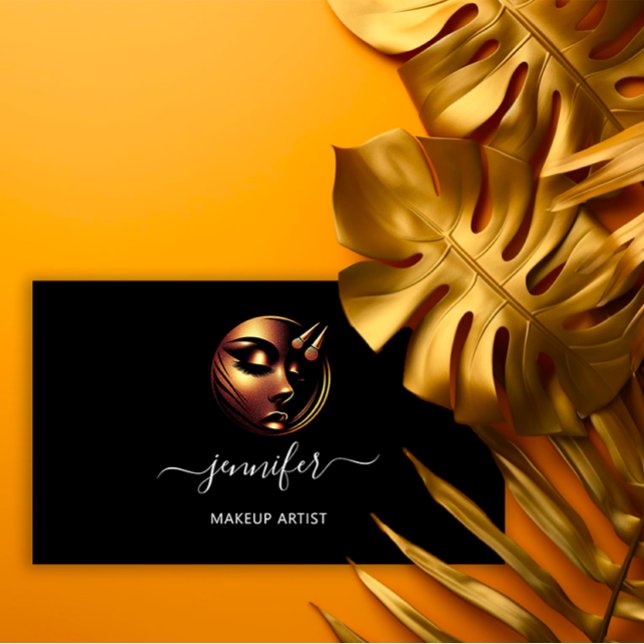 Carte De Visite Logo de l'artiste de maquillage professionnel Lash (Professional Makeup Artist Lashes Logo QRCode Blac Business Card)