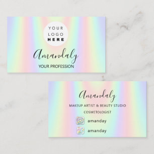 Carte De Visite Logo de l'artiste maquillage à ongles Holographe M
