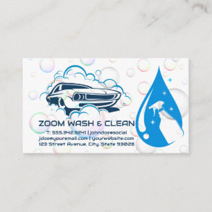 Carte De Visite Logo de lavage de voiture   Bulles de savon   Bout