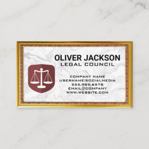 Carte De Visite Logo de l'échelle de justice   Marble Gold Antique