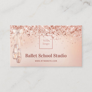 Carte De Visite Logo de l'école de ballet rose or rose